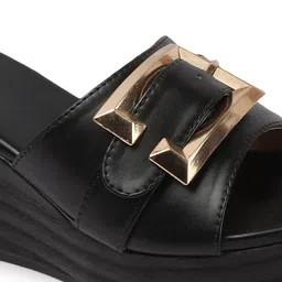 Carlton London Women Party Wedge Heel Sandals with Buckles image 5