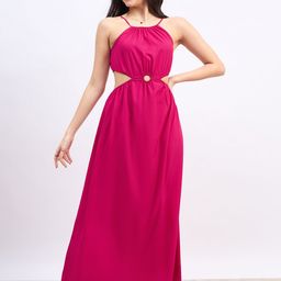 Berrylush Halter Neck Fit & Flare Midi Dress-image-51