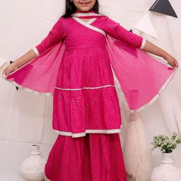 Ka-mee Girls Floral Printed Regular Kurta with Sharara & With Dupatta-image-74