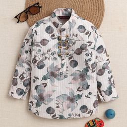 ahhaaaa Boys Foral Printed Mandarin Collar Kurta-image-26