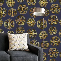 ArtzFolio Printed UV-Resistant Anti-Bacterial Golden Snowflakes Peel & Stick Wallpaper-image-84