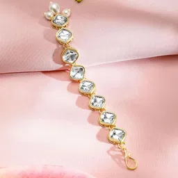 Rubans 18K Gold-Plated Kundan-Studded & Pearls Beaded Maangtika-29