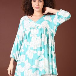 V-Mart Floral Printed V-Neck Empire Anarkali Kurti-picture-23