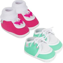 NESKA MODA 3 To 12 Month 2 Pair Newborn Unisex Baby Skin Friendly Soft Cotton Lace Shoe Booties-46