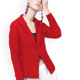 Moda Rapido Cotton Notched Lapel Single-Breasted Blazer-image-83