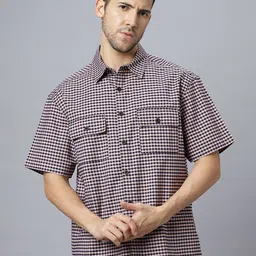 The Roadster Lifestyle Co. Men Relaxed Micro Checked Cotton Relaxed Fit Casual Shirt-image-82