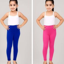 Tik Tok WEARS Pack Of 2 Girls Casual Regular Fit Plain Cotton Leggings-picture-7