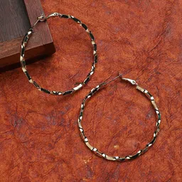 DressBerry Gold-Plated Circular Minimal Dented Hoop Earrrings-24