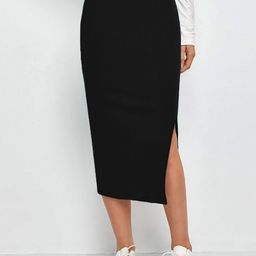 BUY NEW TREND Pencil Midi Skirt With Side Slit-image-92