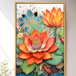 Art Street Orange & Green Floral Canvas Wall Art-picture-18