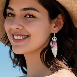 EL REGALO Artificial Stones Studded Butterfly Shaped Enamelled Drop Earrings-picture-33