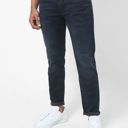 The Collection Men Dark Blue Slim Fit Mid-Rise Light Fade Jeans-image-81