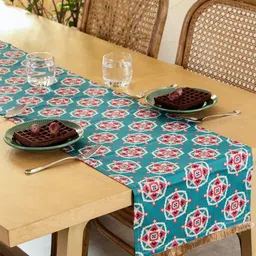 House This Teal & White Gulshan Table Runner-41
