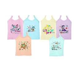 TINY HANDS Girls Pack of 6 Printed Innerwear Vests-11