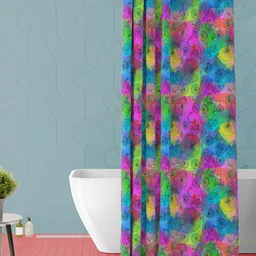 ArtzFolio Blue & Pink Abstract Printed Waterproof Shower Curtain-image-62