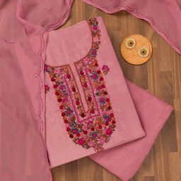 Koskii Floral Embroidered Sequinned Unstitched Dress Material-image-0