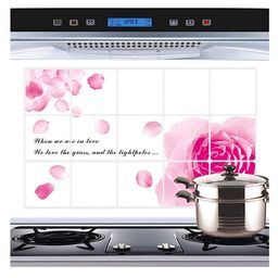 INDIAN ROYALS White & Pink Colored Rose Oil Proof Self Adhesive Wall Sticker-image-87