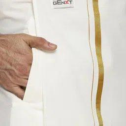 Ramraj Men Solid Adjustable Dhoti with Border image 5