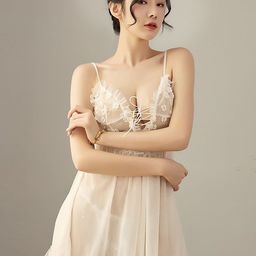 LULU & SKY Women Embroidered V-Neck Sweat Nightdress-picture-26