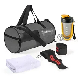 Kuber Industries Medium Gym Duffel Bag & Water Bottle & Hand Towel With 2 Wrist Bands-image-37
