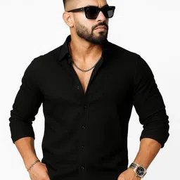 KHUSHI CREATION Textured Spread Collar Long Sleeves Crinkled Regular Fit Casual Shirt-picture-9