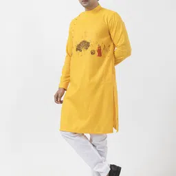 DEVOILER Men Ethnic Motifs Printed Regular Kurta with Pyjamas image 4
