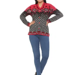 WOOL 4U Women Printed Woollen Cardigan-image-90