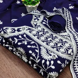 KALINI Ethnic Motifs Embroidered Sequinned Unstitched Dress Material-image-57