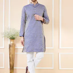 See Designs Ethnic Motifs Woven Design Long Sleeves Regular Straight Kurta & Pyjama-picture-8