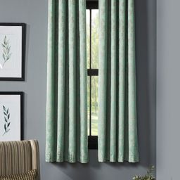 Deco Window Fluorescent Green & Peach-Coloured 2 Pieces Printed Black Out Window Curtain-1