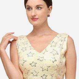 Moda Rapido women Embellished sequined Velvet V Neck sleeveless Saree Blouse-57