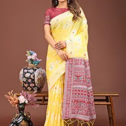 LeeliPeeri Designer Woven Design Zari Linen Blend Saree-picture-13