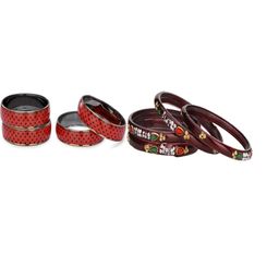 SOMIL Women Pack Of 2 Red And Brown Glass Ethnic Handcrafted Traditional Bangle-picture-3