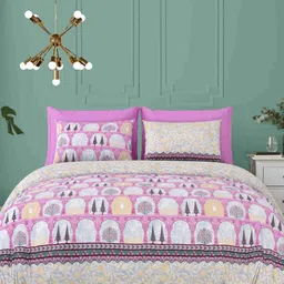 LIVING ROOTS Purple & White Floral 210 TC King Bedsheet with 2 Pillow Covers-image-32