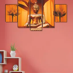 Myntra Elegant Homes Gold-Toned & Brown 5 Piece Synthetic Wood Religious Wall Paintings-image-83