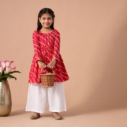 MoMaa Girls Printed Tiered Pure Cotton Kurti with Sharara-image-29