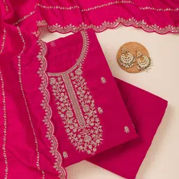 Koskii Raw Silk Unstitched Dress Material-image-79