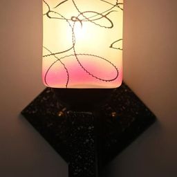 1ST TIME Pink & White Glass Printed Rectangle Shaped Wall Lamp-picture-7