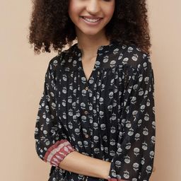 Colour Me by Melange Women Floral Print Mandarin Collar Shirt Style Top-image-88