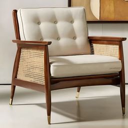 DZYN Furnitures Vintori Brown & Beige Wooden Lounge Chair-image-76