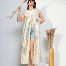 SHOWOFF Women Longline Tie-Up Shrug-22