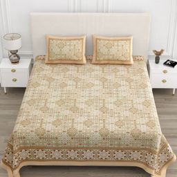 Jinaya's Orange Colored Printed Pure Cotton 210 TC King Bedsheet Set 2.74 m x 2.28 m-image-40