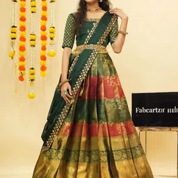 Fabcartz Semi-Stitched Lehenga & Unstitched Blouse With Dupatta image 4