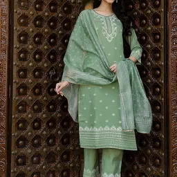 SKYLEE Women Printed Regular Kurta with Trousers & Dupatta-picture-10