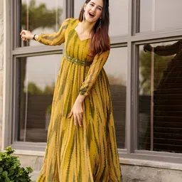 Femvy Print Crepe Fit & Flare Maxi Dress-image-55