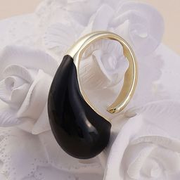 SOHI Gold Plated Stone Studded Adjustable Teardrop Finger Ring-13