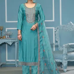 MANVAA Embroidered Thread Work Cotton Silk Unstitched Dress Material-image-50