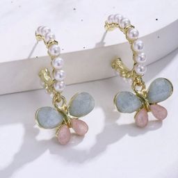SUBHAGALANKAR Brass-Plated Butterfly Shaped Pearls & Stone Studded Studs-image-58