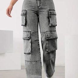 DressBerry Women Comfort Wide Leg High-Rise Light Fade Acid Wash Stretchable Jeans-image-66