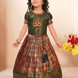 Lagorii Girls Pattu Pavadai With Bead Work And Zardosi Work Lehenga Chol-picture-55